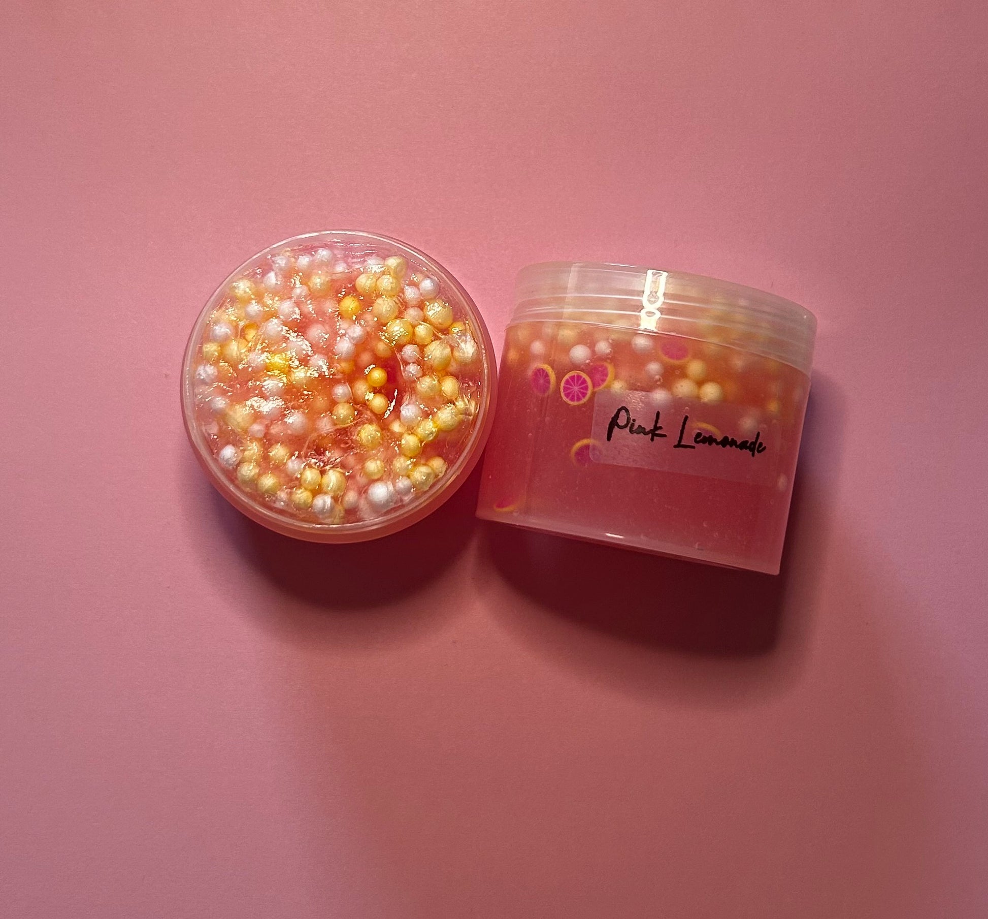 Pink Lemonade- Thick jelly slime with foam beads