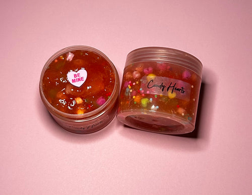 Candy Hearts- Silica slime with frosted beads